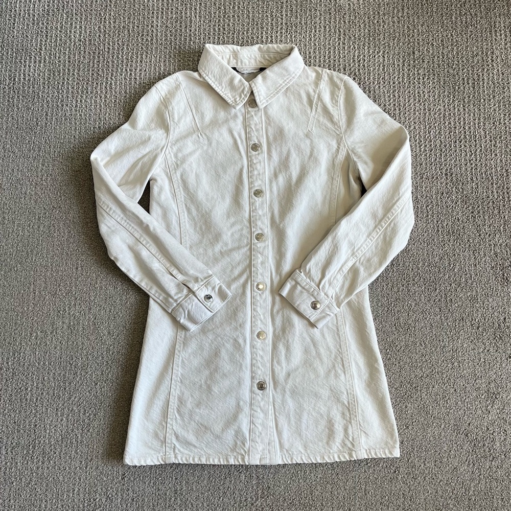 Cream button up long sleeve dress